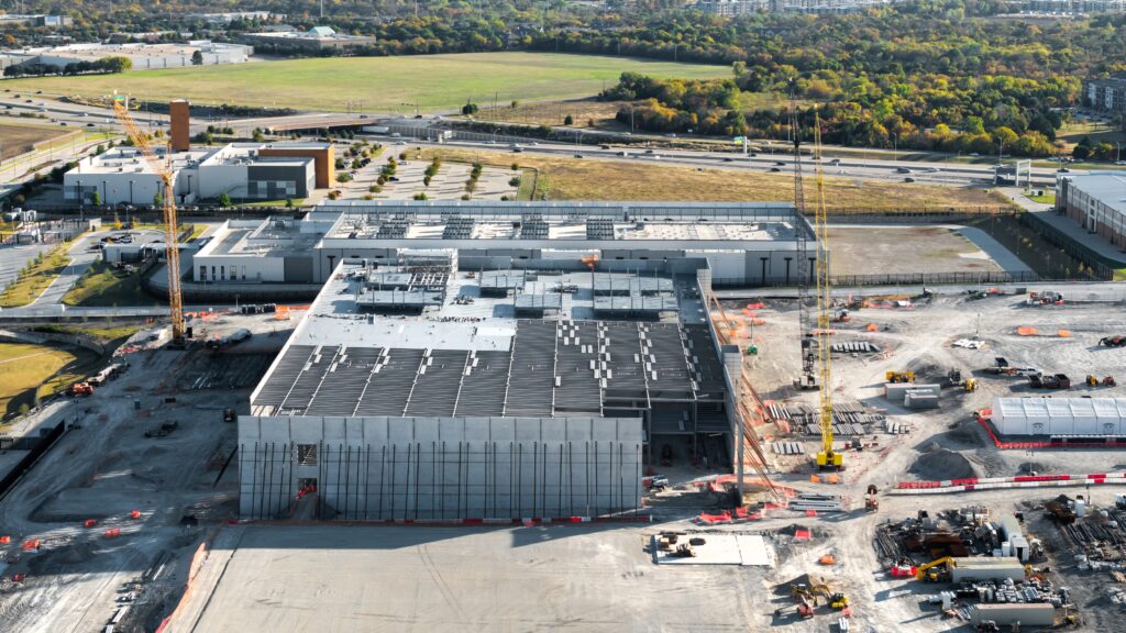 Texas data center under construction with civil infrastructure improvements
