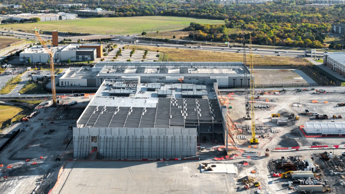 Texas data center under construction with civil infrastructure improvements